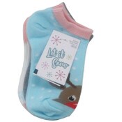 Wholesale - 3pk KIDS REINDEER NS SOCKS SIZE 4-6 C/P 60, UPC: 300271027370